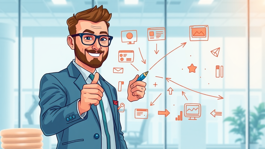 content marketing techniques strategist mapping campaign plan confident focused transparent board conceptual office digital icons