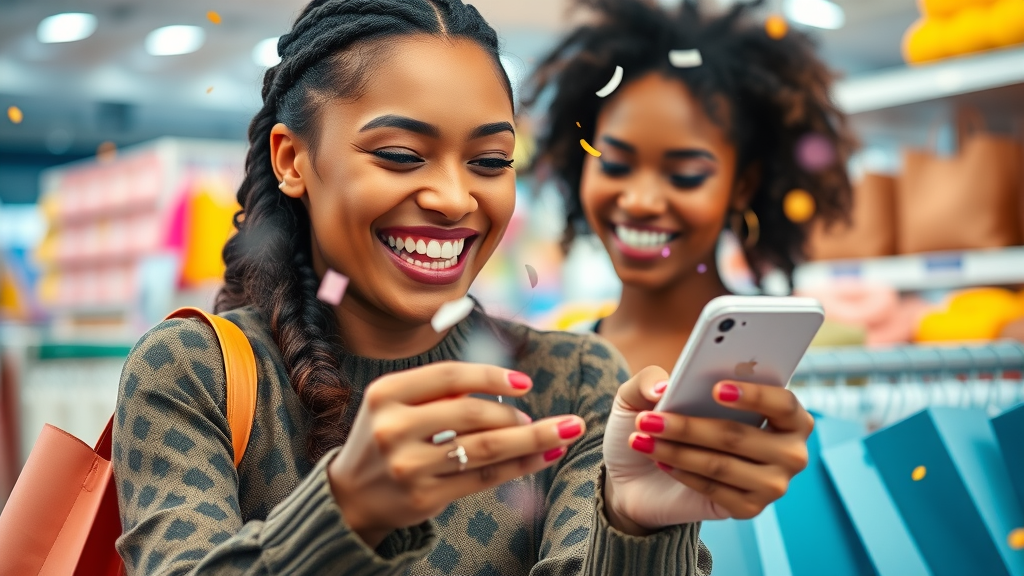 customer retention online happy online shopper receiving digital rewards