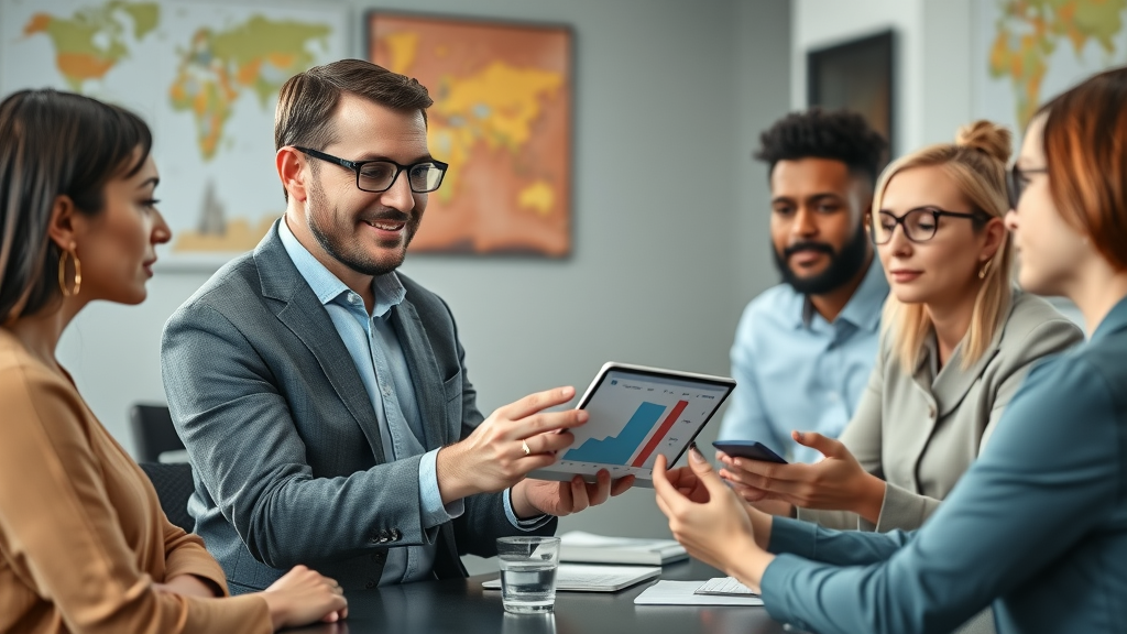 content marketing consultant advising small business team