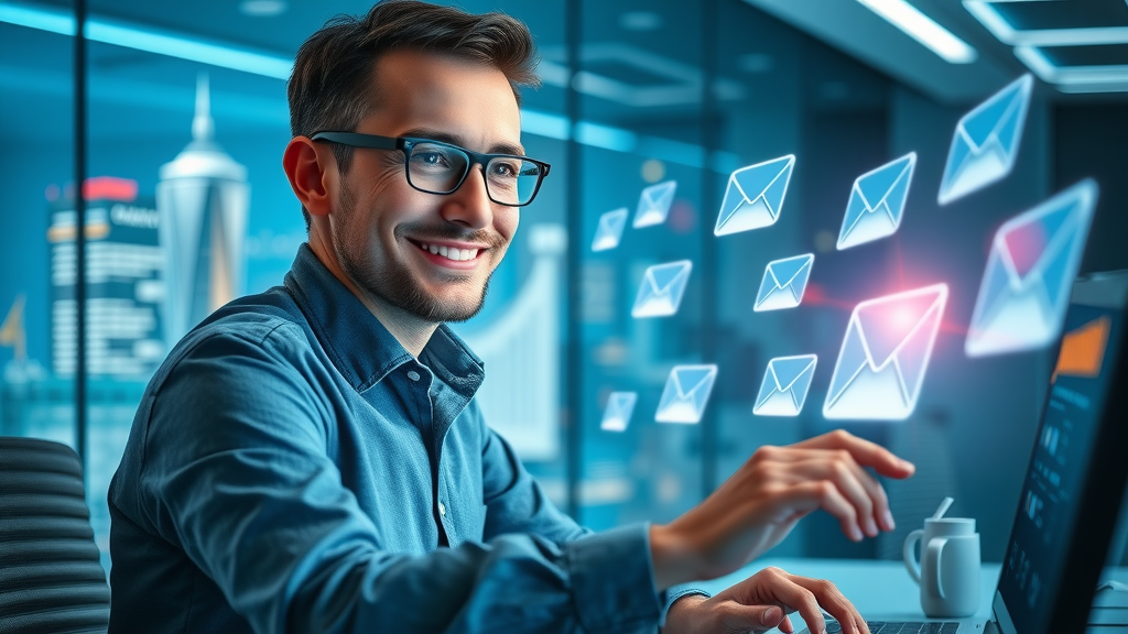 office worker automating email marketing in digital campaigns
