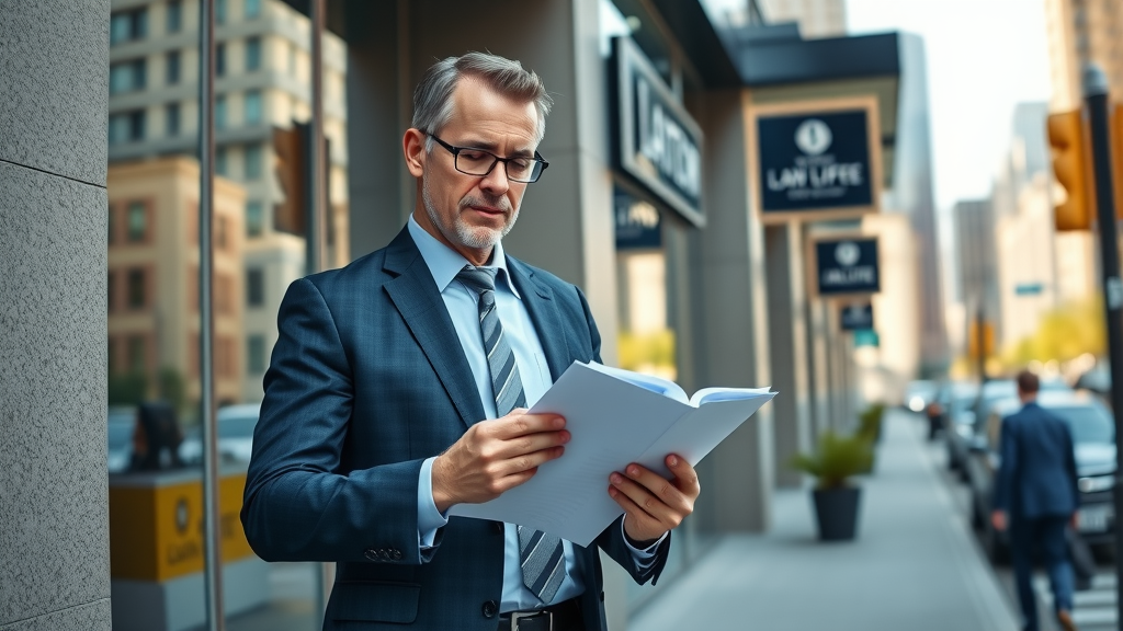 Dynamic law office exterior confident attorney local SEO for lawyers