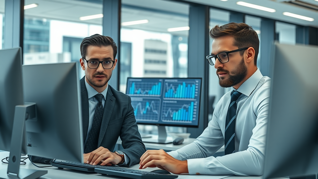 online marketing for lawyers: attorneys at computers analyzing digital marketing data