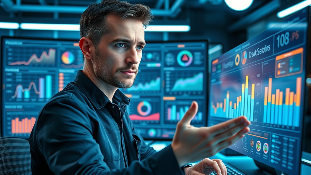 innovative feedback dashboard, data analytics expert reviewing customer sentiment, feedback loop