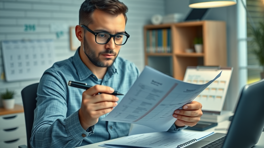 professional reviewing google business optimization checklist at desk with calendar