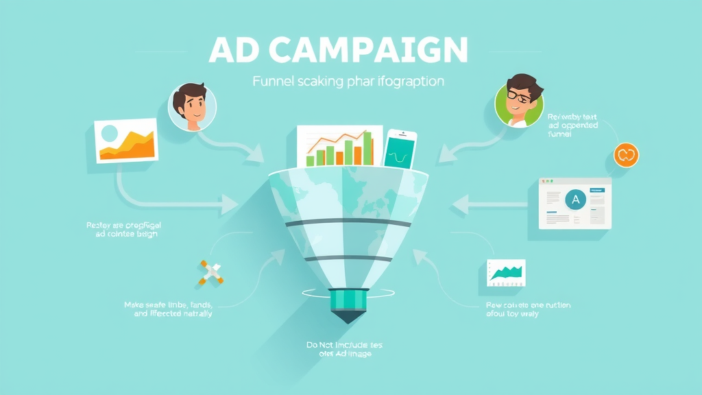infographic visualizing the ad campaign funnel and key online ad optimization steps