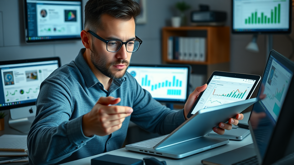 marketer comparing digital marketing platforms for service companies