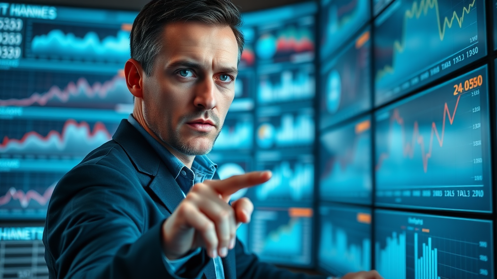 Marketing analyst reviewing KPIs, tracking online marketing for services effectiveness