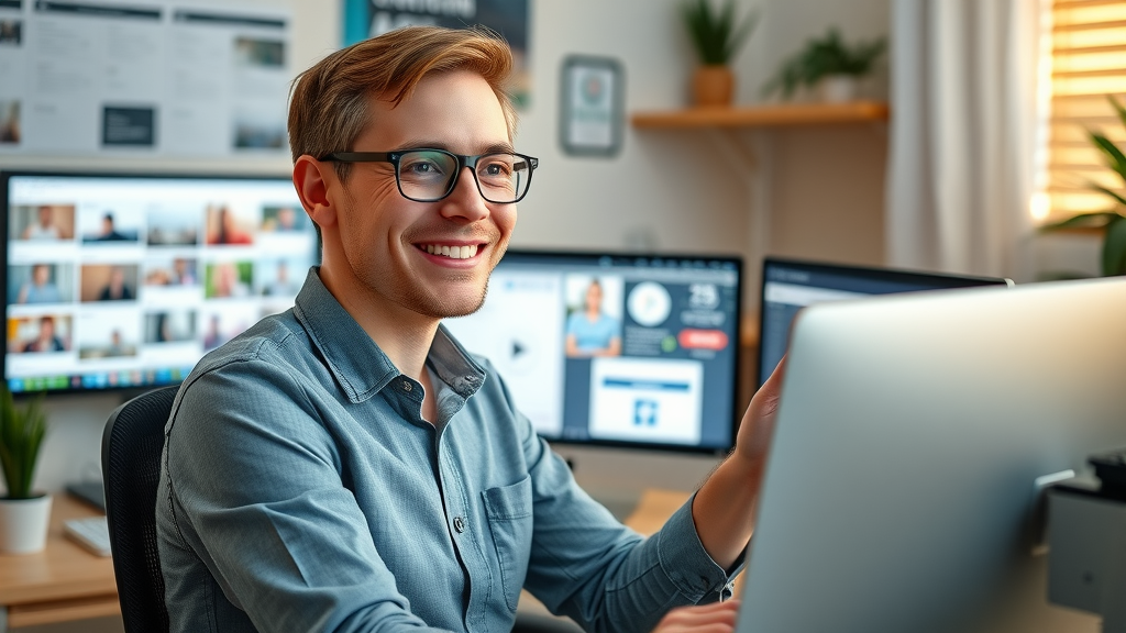 social media manager monitoring brand hashtags and engaging with customers