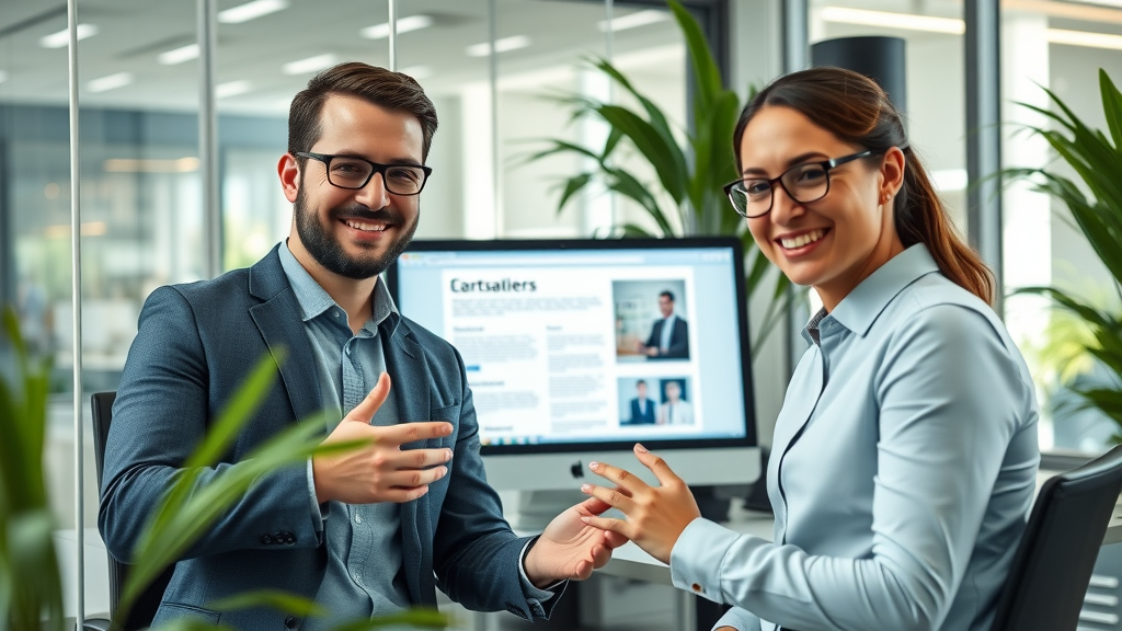 Professional business website homepage engaging users and building online credibility in a modern office environment.