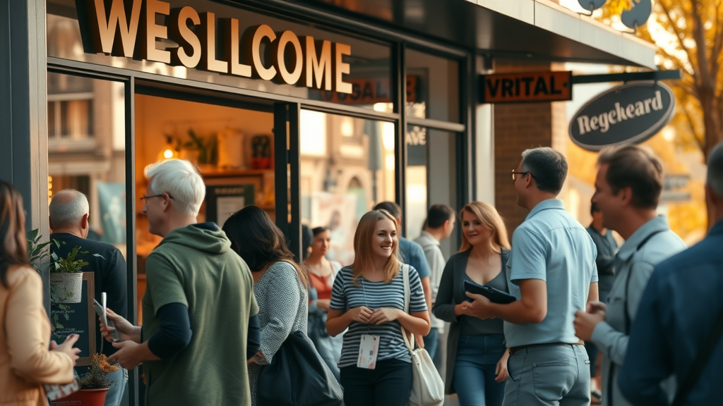 busy storefront local business with engaged customers and trust-building business listing management in local search