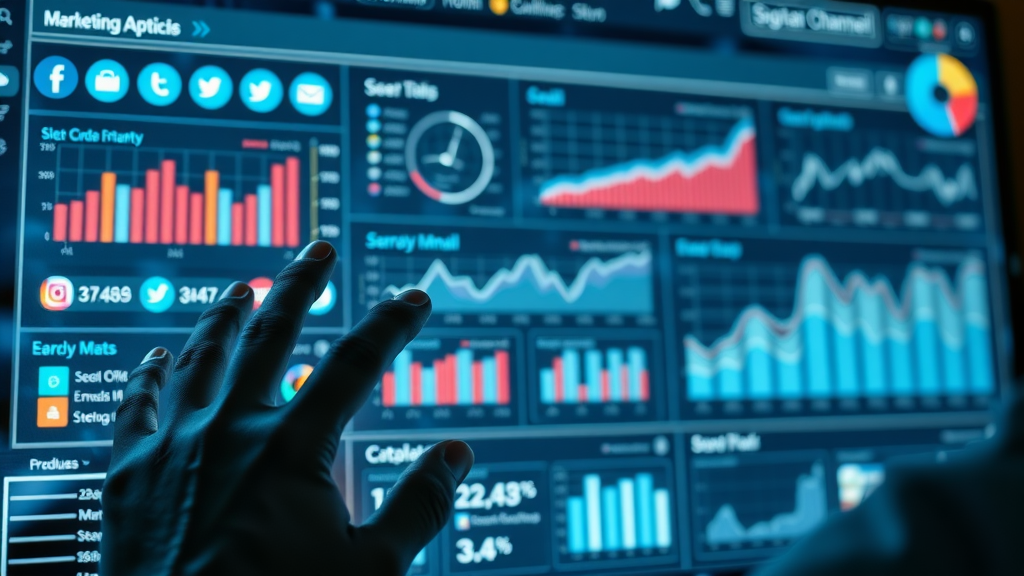 dynamic digital marketing dashboard showing performance across channels