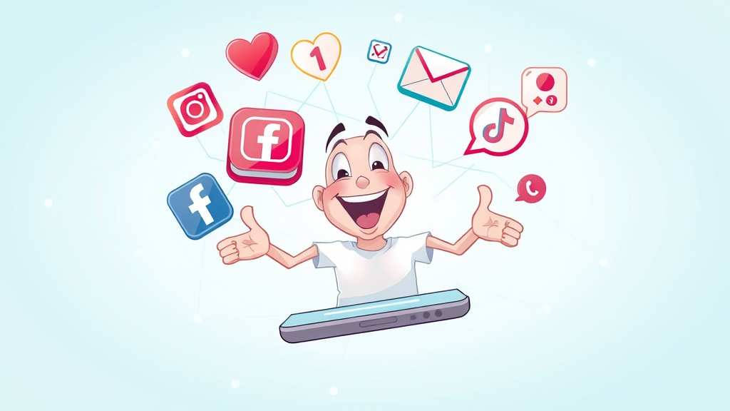 paid social media advertising icons Facebook Instagram LinkedIn TikTok floating around smartphone, networked and interconnected