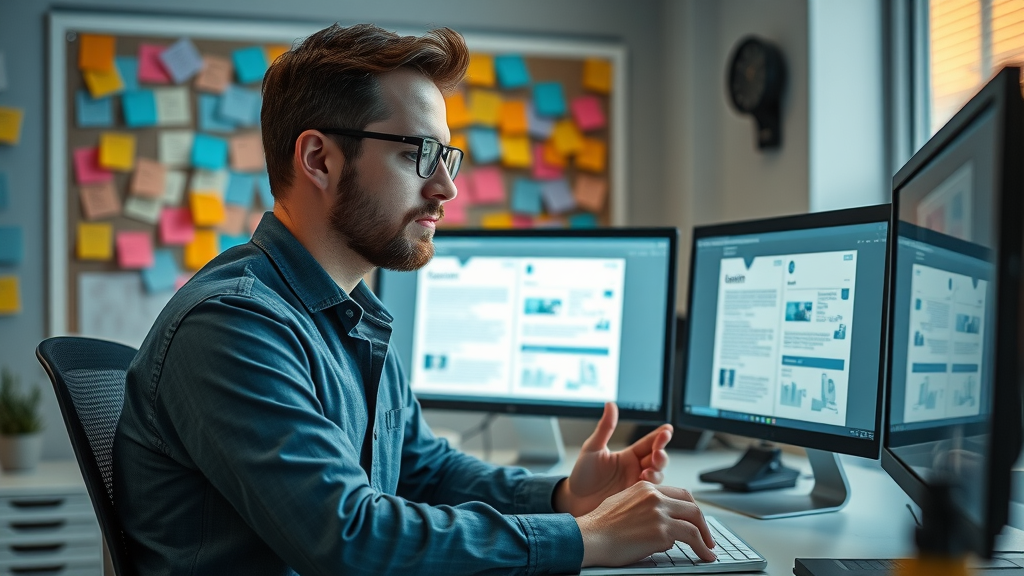 content voice comparison, writer analyzing brand voice and tone, workspace, content voice guidelines evaluation